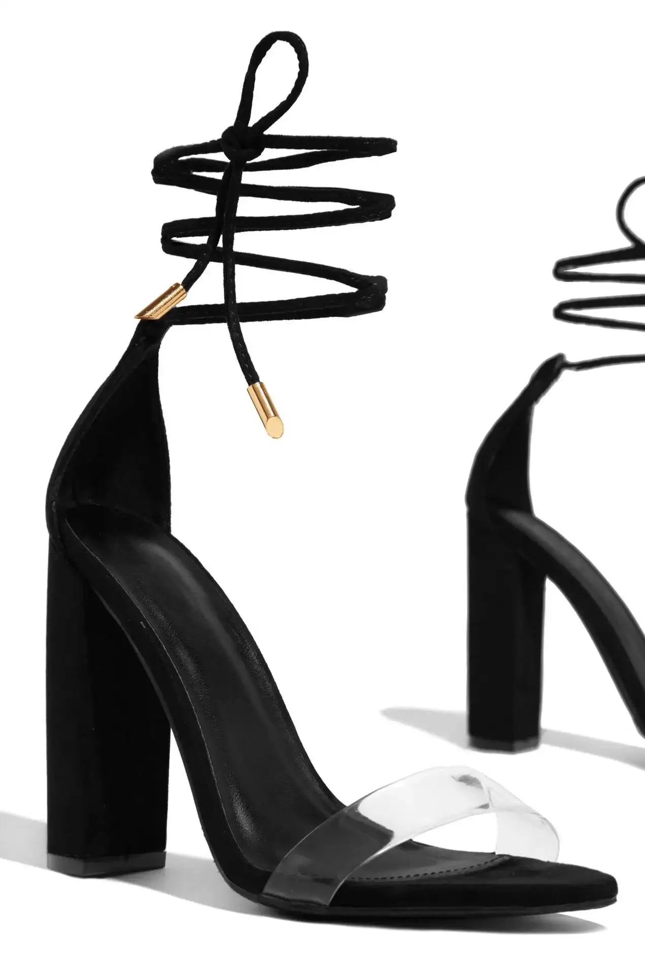 Women's Rubber Velvet Strap Simulated Leather Sandals™ Round Toe High Heels