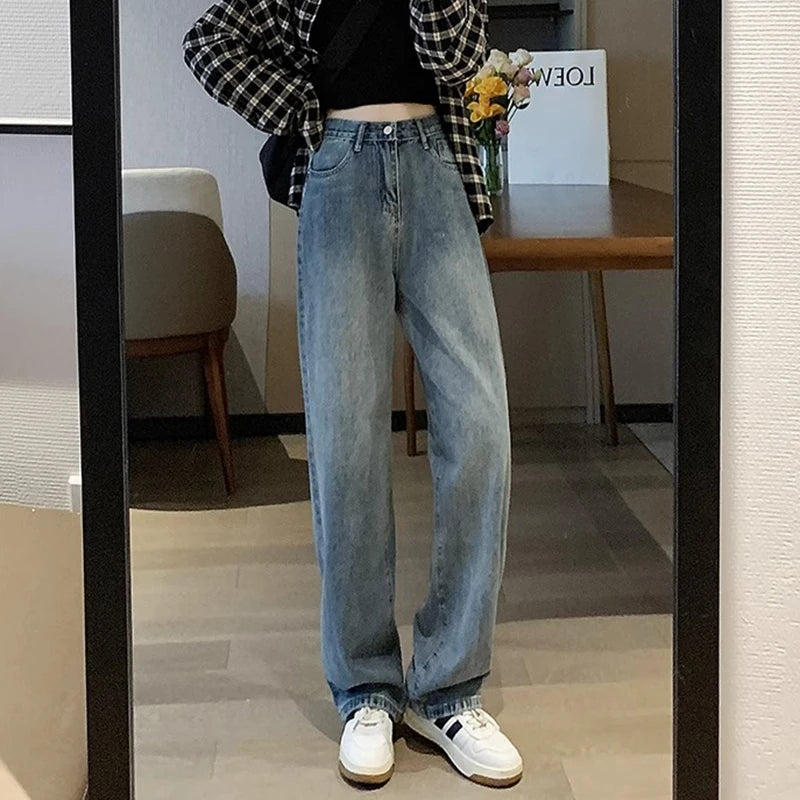 Women's Vintage Wide Leg Jeans™ High Waist Retro Denim Trousers