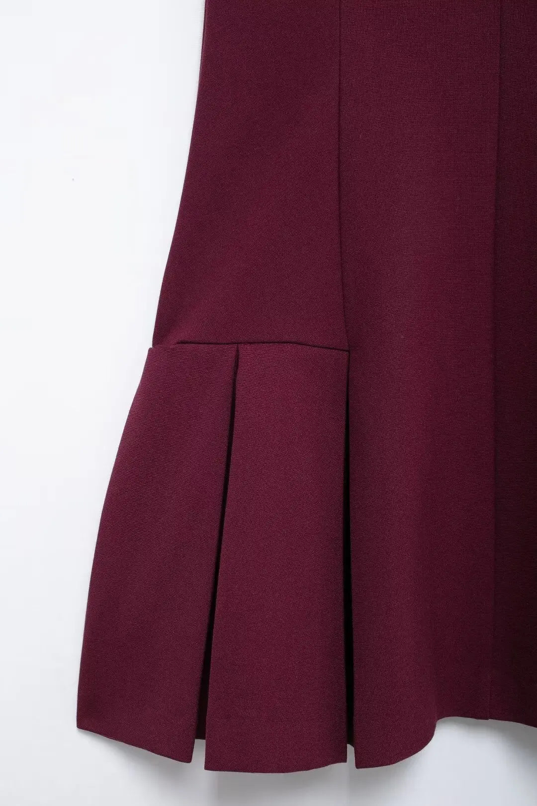 TRAFZA-Women's Burgundy Dress™ Contrasting Ribbed Lapel Buttons Classic Campus Dress