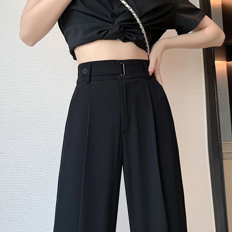 Seoulish Women's Casual Pants™ Wide Leg Solid Color High Waist Loose Trousers