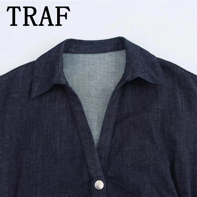 Women's TRAF Denim Dress™ Casual Short Sleeve Streetwear Midi Dress