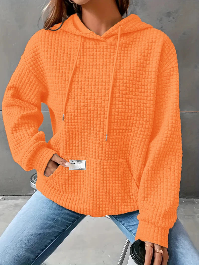 Women's autumn and winter waffle hoodie™ casual sports loose sweatshirt