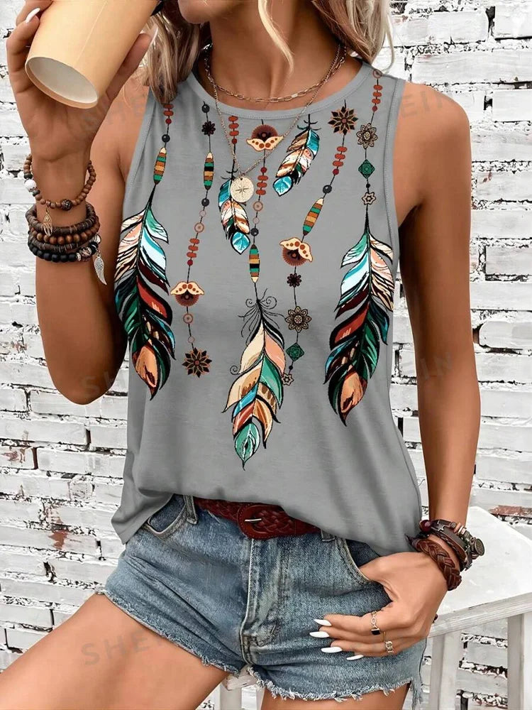 Women's Print Tank Tops™ Outdoor Summer Sleeveless Crew-neck Tank Top