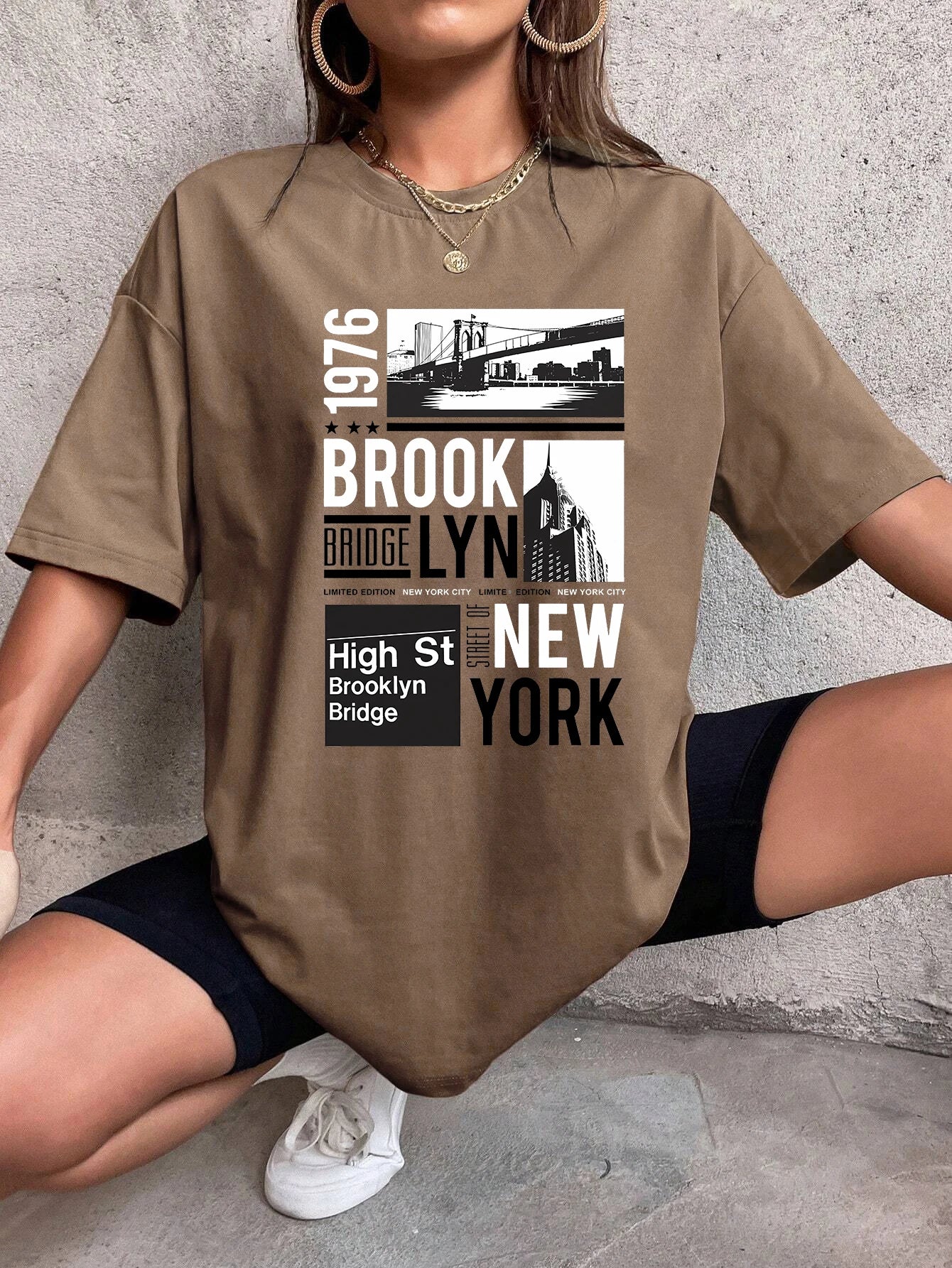 New York Brooklyn 1976 Printing Women's T-Shirt™ Short Sleeve Basic All-Match T-shirts