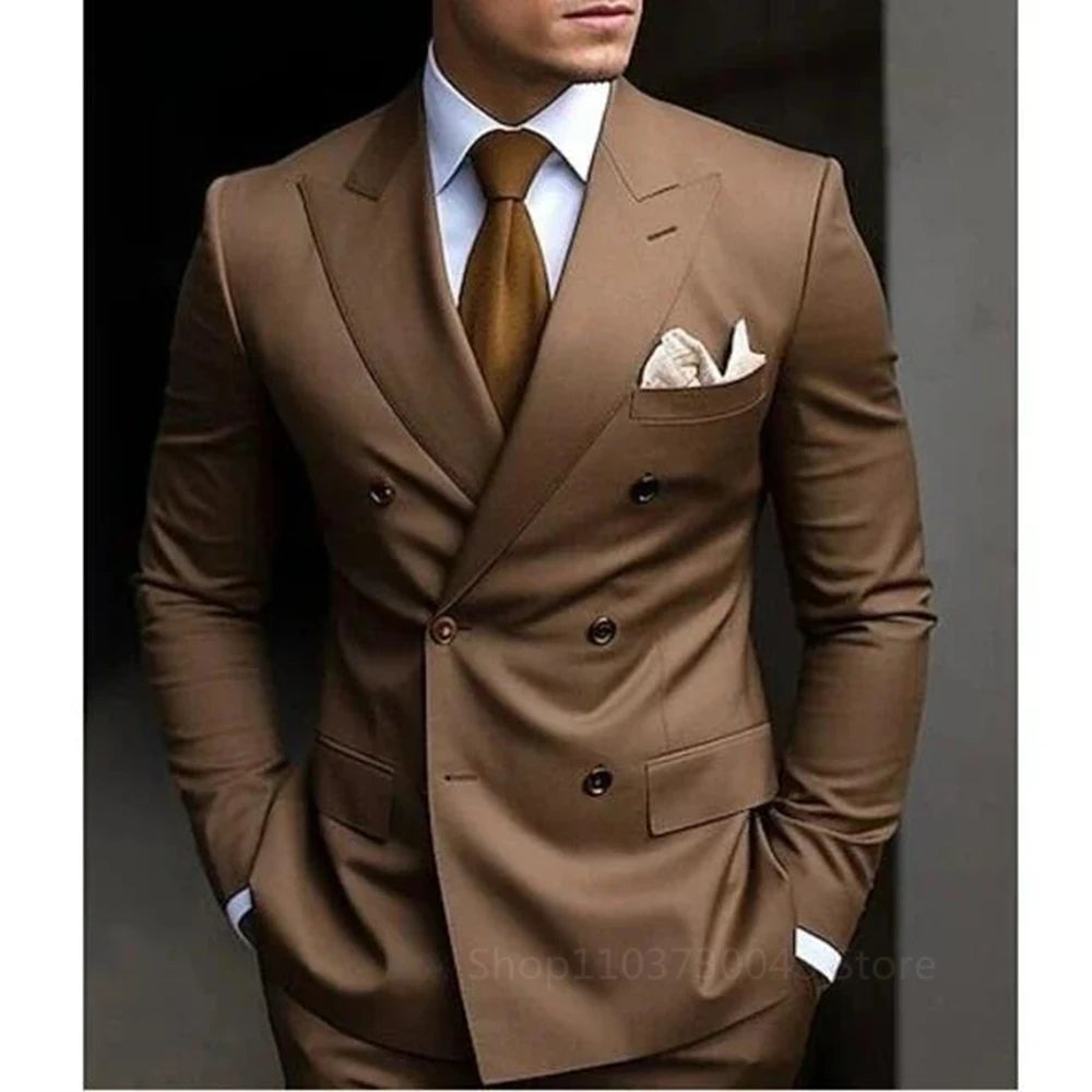 Men Suits Set™ Peak Lapel Double Breasted Blazer andTrousers