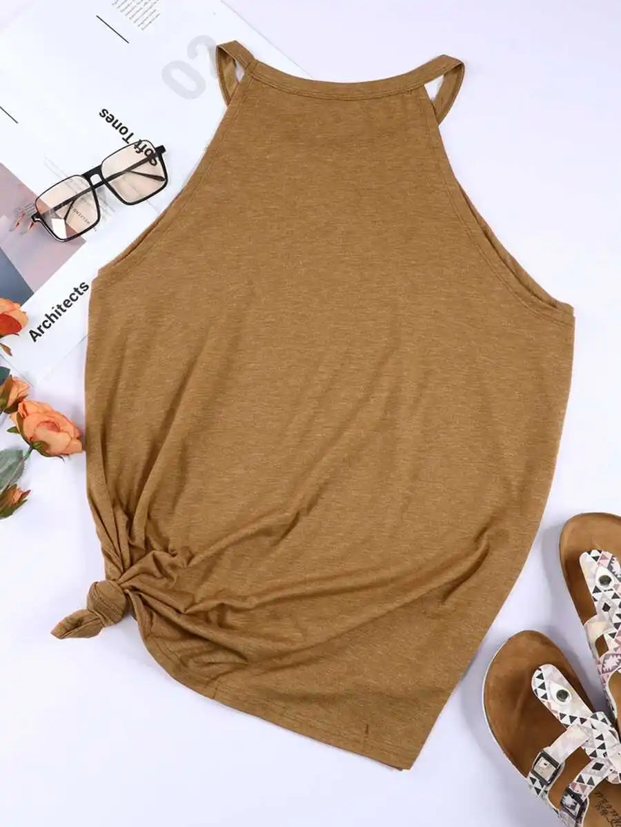 Women's Summer Sleeveless Halter T-Shirts™ Crew Neck Workout Tank Tops