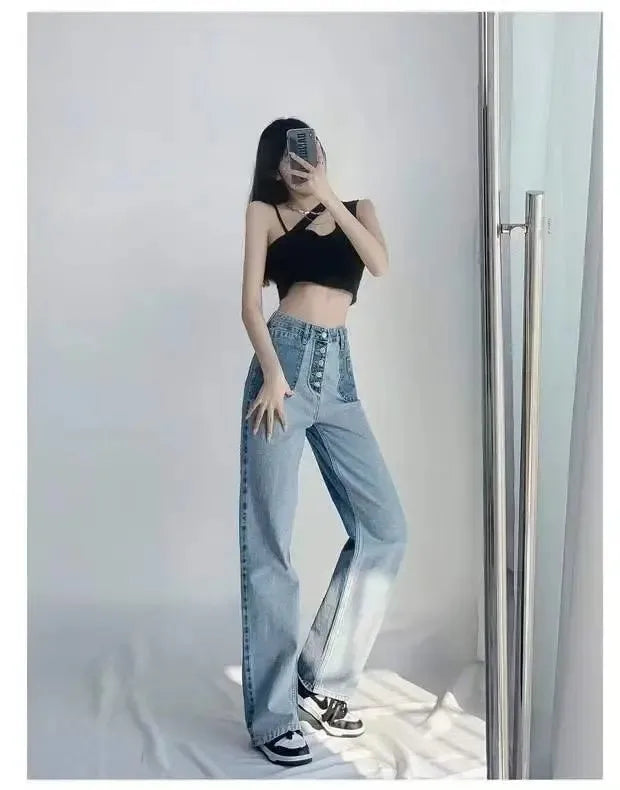 Women's High-Waisted Slim Jeans™ Plus Size Straight-Leg Long Pants