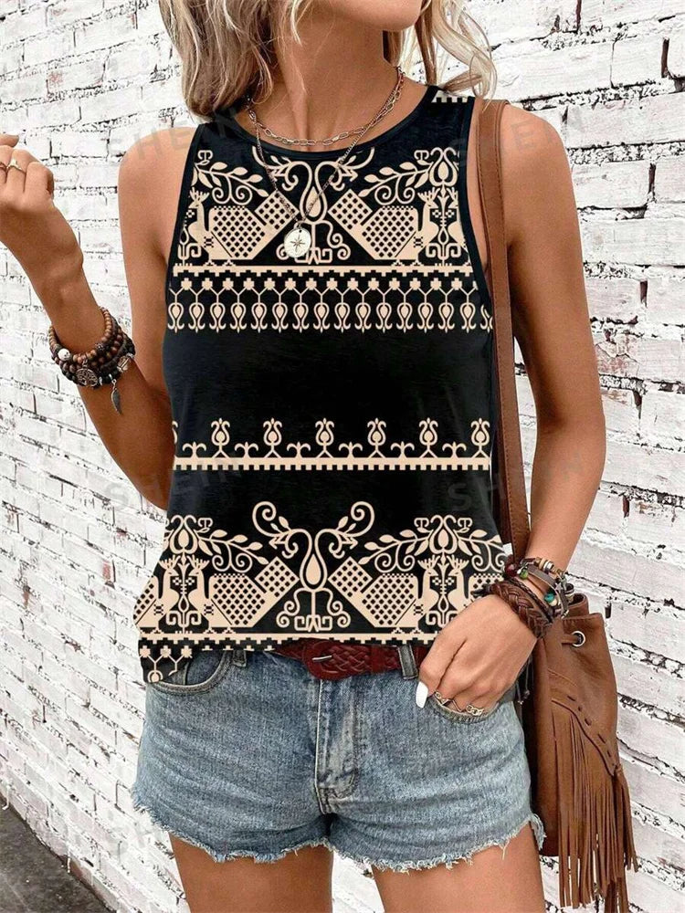 Women's Print Tank Tops™ Outdoor Summer Sleeveless Crew-neck Tank Top