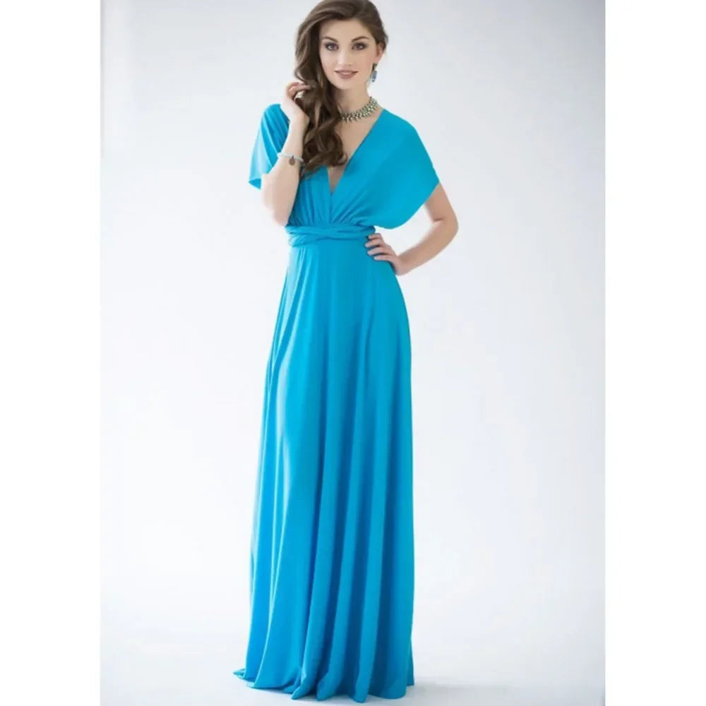Women's Multi-worn V-neck Long Dress™ Strapped Summer Maxi Dress