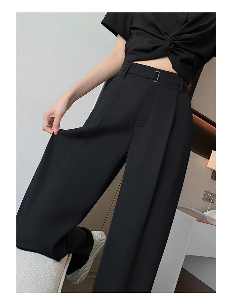 Seoulish Women's Casual Pants™ Wide Leg Solid Color High Waist Loose Trousers