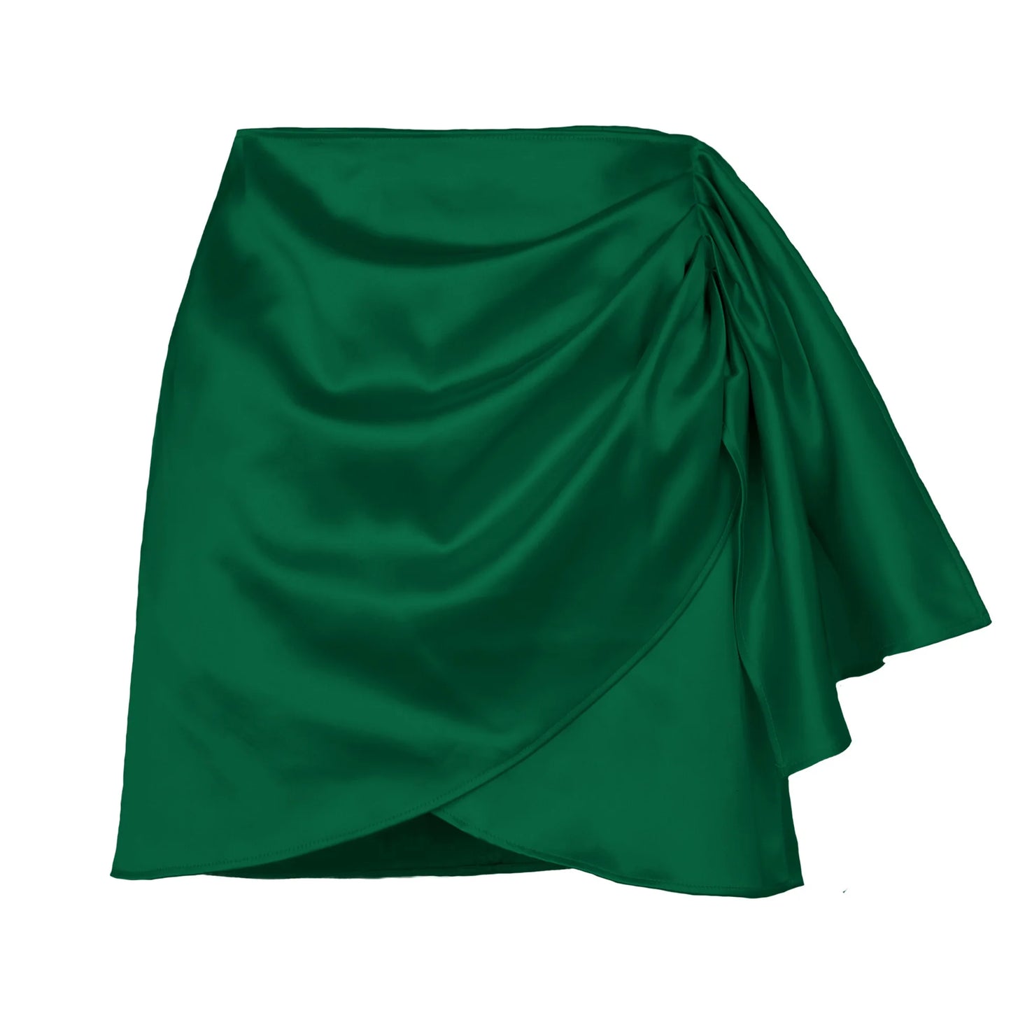 Women's Skirt™ Irregular Zipper Skirt Pleated Solid Color Satin High Waist Short Skirts
