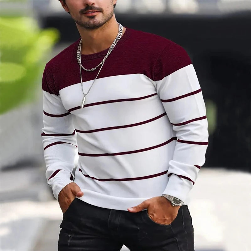 Men's Sweater™ O-neck Cotton Pullover Striped Knitted Sweaters