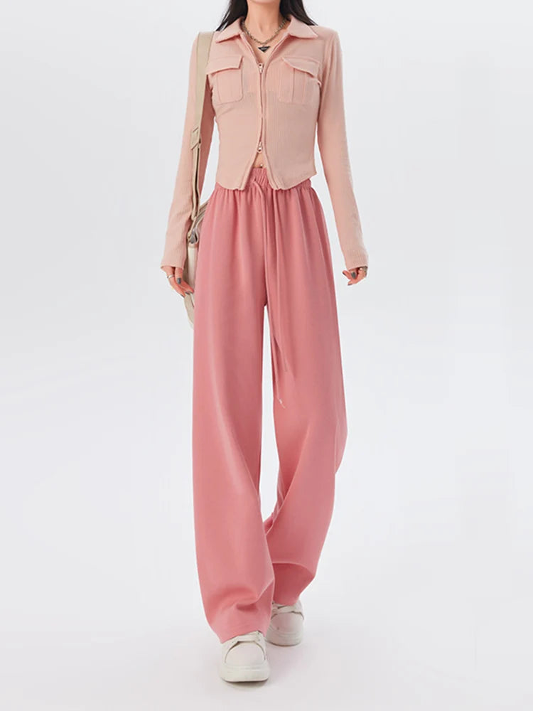 Women's Long Trousers™ Wide leg Elastic Waist Straight Knitted Trousers