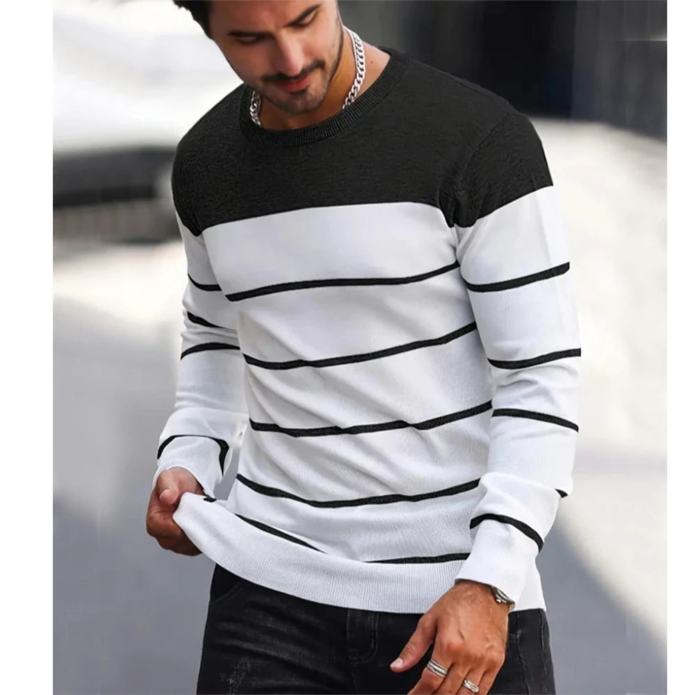 Men's Sweater™ O-neck Cotton Pullover Striped Knitted Sweaters
