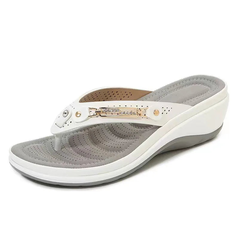 Women's Slippers™ Summer Metal Button Wedge Beach Outside Platform Leisure Flip Flops