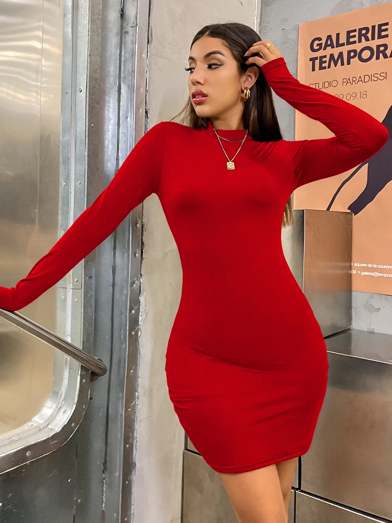 Women's Bodycon Mini Dress™ Turtleneck Long Sleeve Slim Bodycon Mini Dress