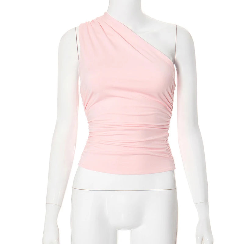 Women's One Shoulder Backless Shrink Tank Top™ Tight Sexy Sleeveless Neckless Slim T-Shirt