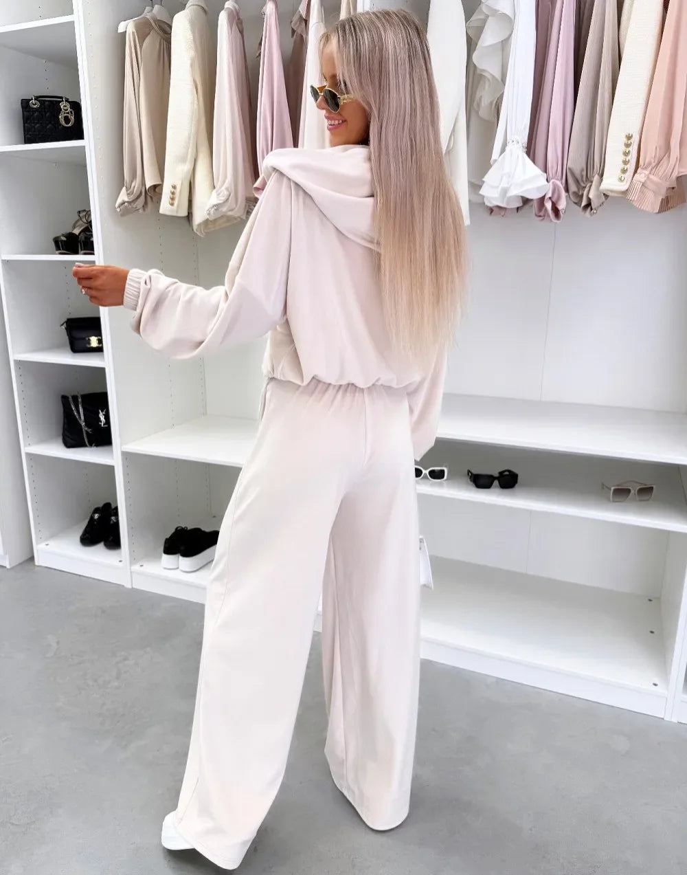 Women's Casual Outfit™ Zipper Hooded Cardigan + Wide Leg Pants Two Piece Set