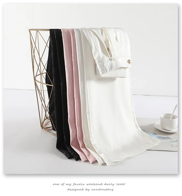 Women's Jacquard Wide Leg Satin Pants™ Casual Loose Pants