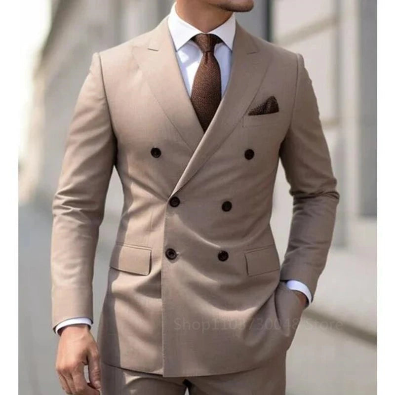 Men Suits Set™ Peak Lapel Double Breasted Blazer andTrousers