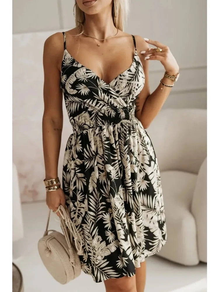 Women's Summer Wrap Pleated Dresses™ Floral Print Spaghetti Strap Sling Dress