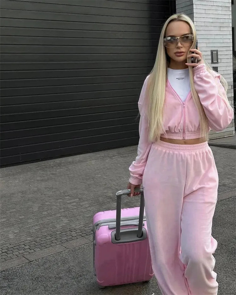 Women's Casual Two Piece Set™ Long-sleeved Hooded Cardigan + Elastic Trousers Tracksuit