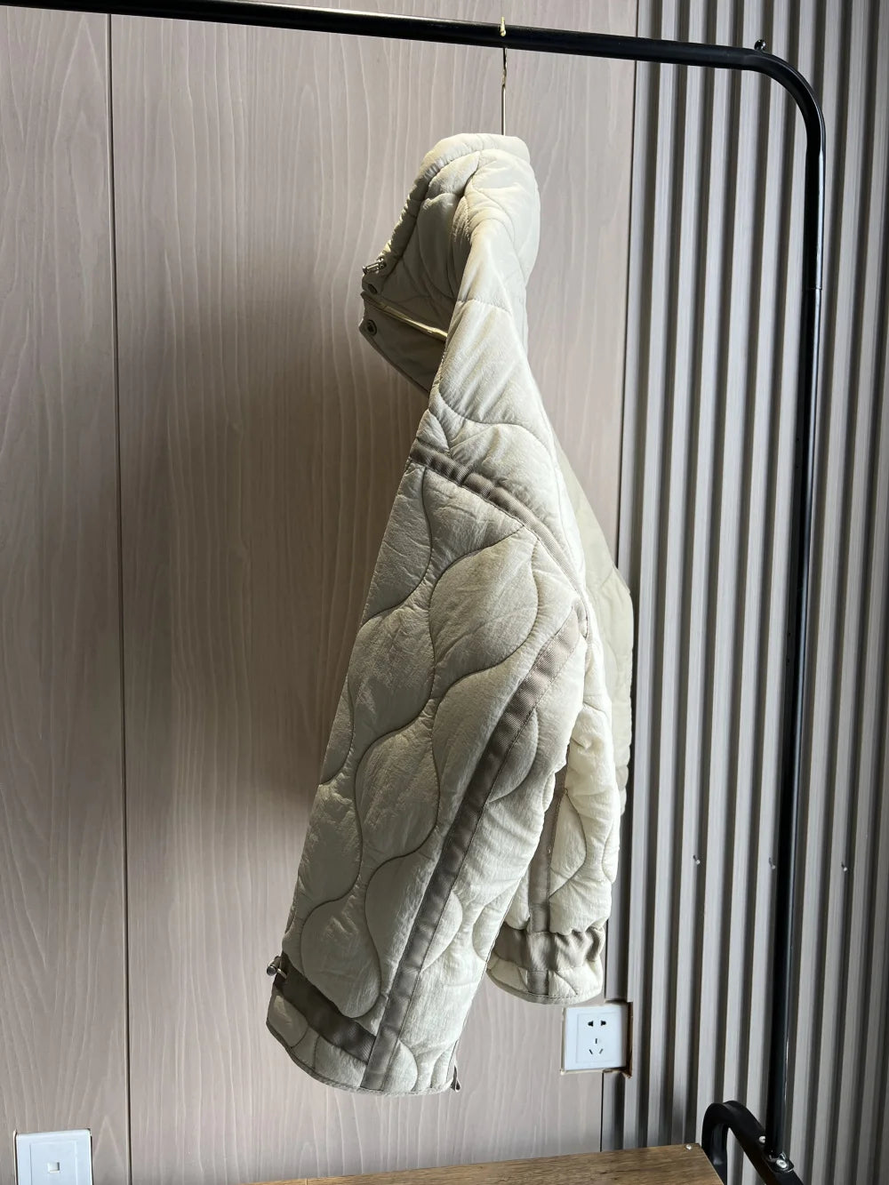 Women's Quilted Coat™ drawstring ties high neck pocket clip cotton jacket for women