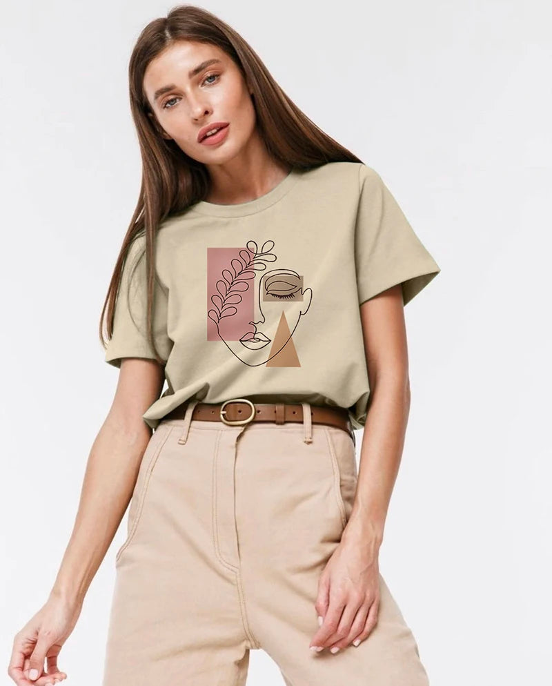 Women's Hirsionsan Aesthetic Character Printed T Shirt™ Vintage Soft Summer Cotton Basic Loose Tops