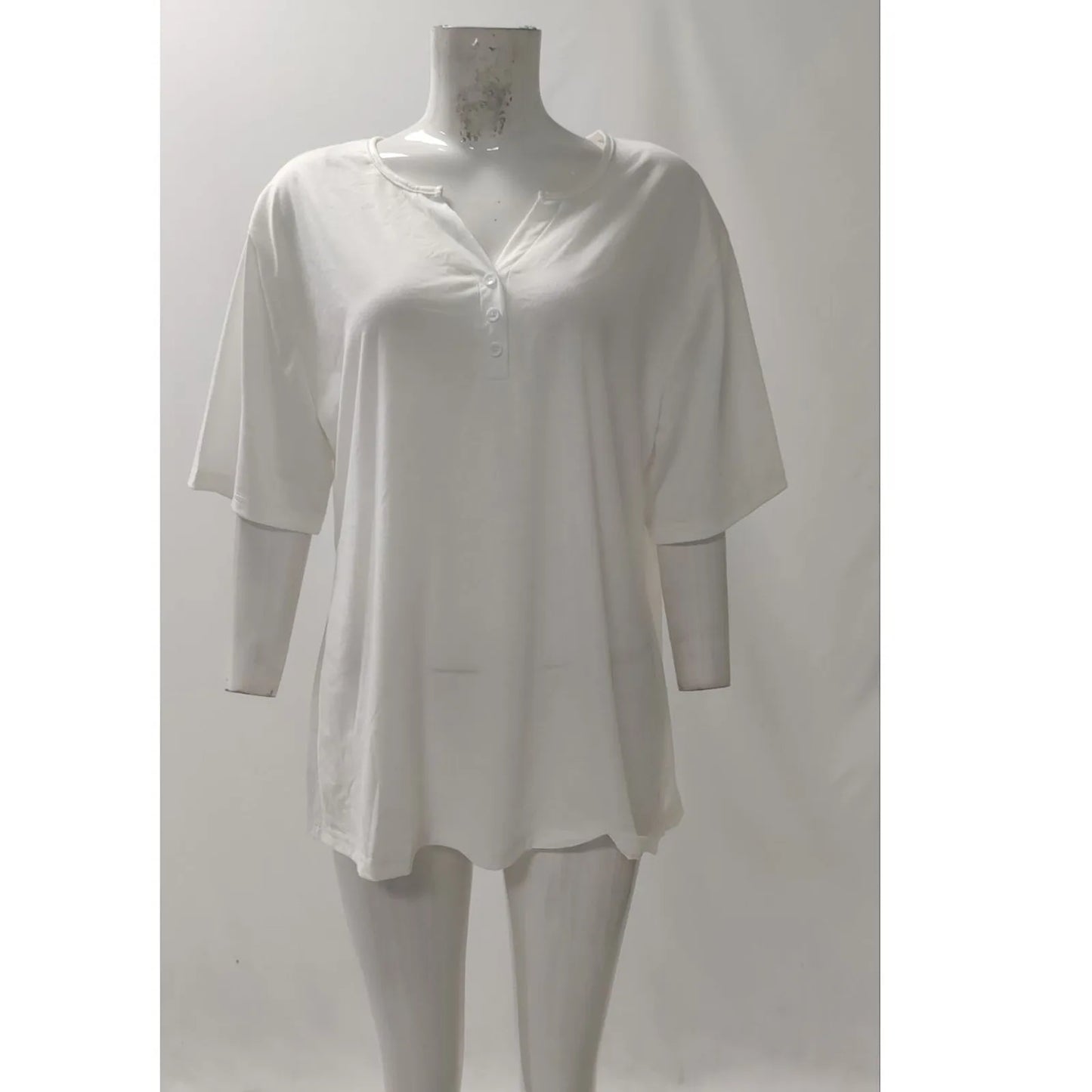Women's Summer Patchwork T-Shirts™ Short Sleeve Loose Ladies V-Neck Tops