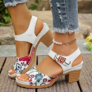 Women's Peep Toe High Heel Sandals™ Gladiator Chunky Heel Platform Flower Sandals