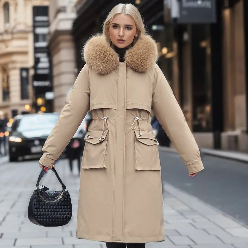 Women's Parkas Coat™ Thick Pinch Cotton Detachable Inner Tank Long Over Knee Coat