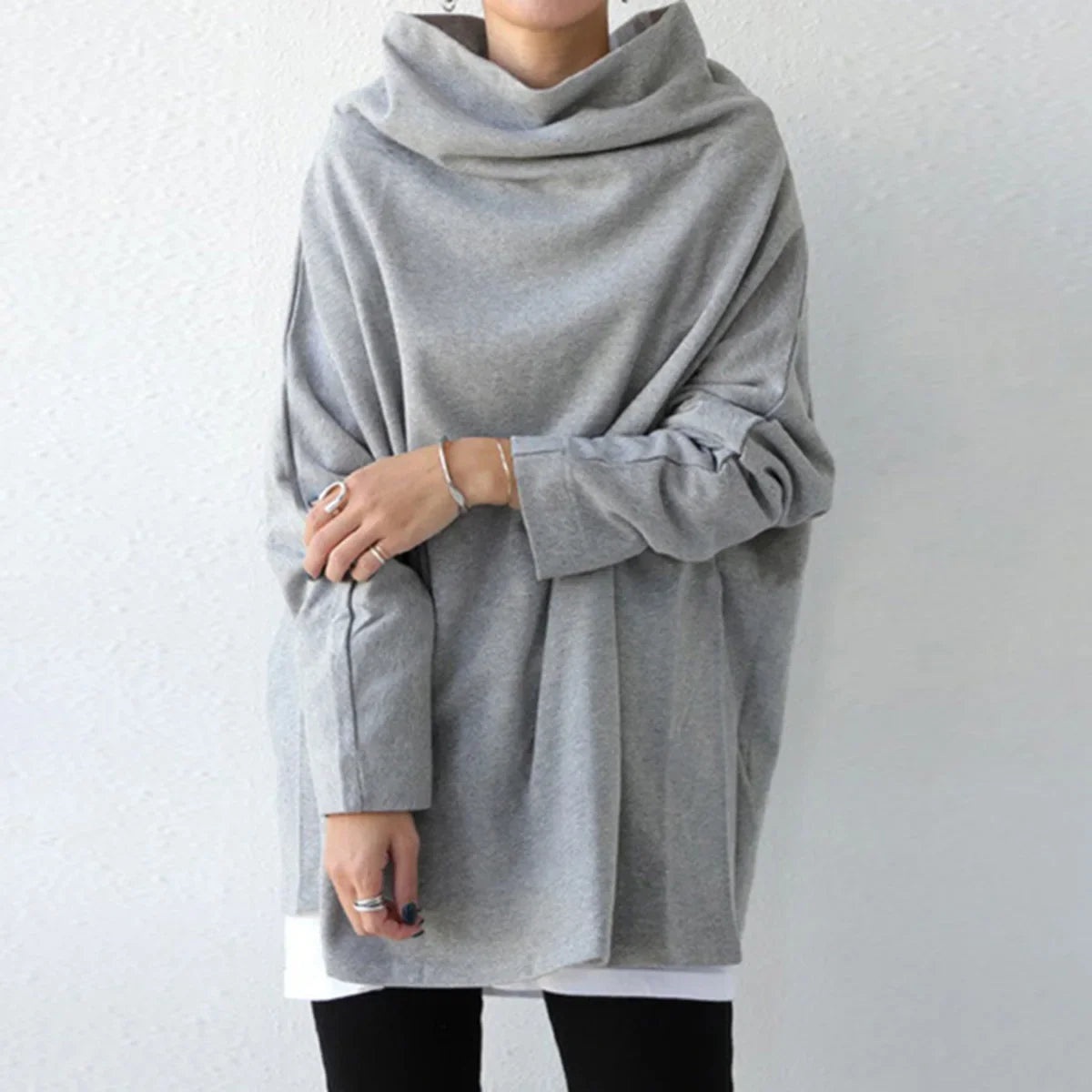 Women's Long Sleeve Casual Tops™ High-Neck Loose Oversize T-Shirt