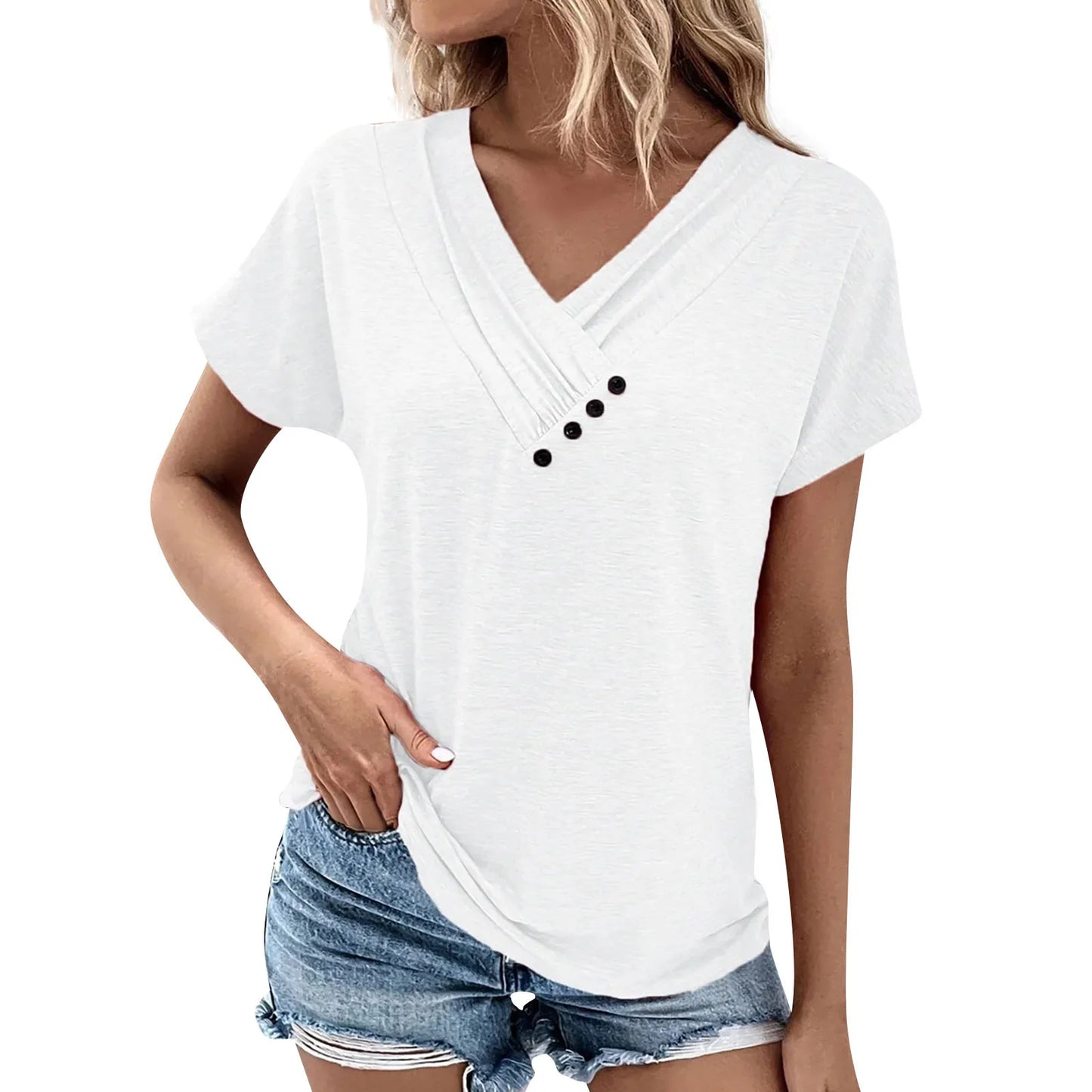 Women's Oversized T-Shirt™ Solid Color V Neck Short Sleeve Basic Tops