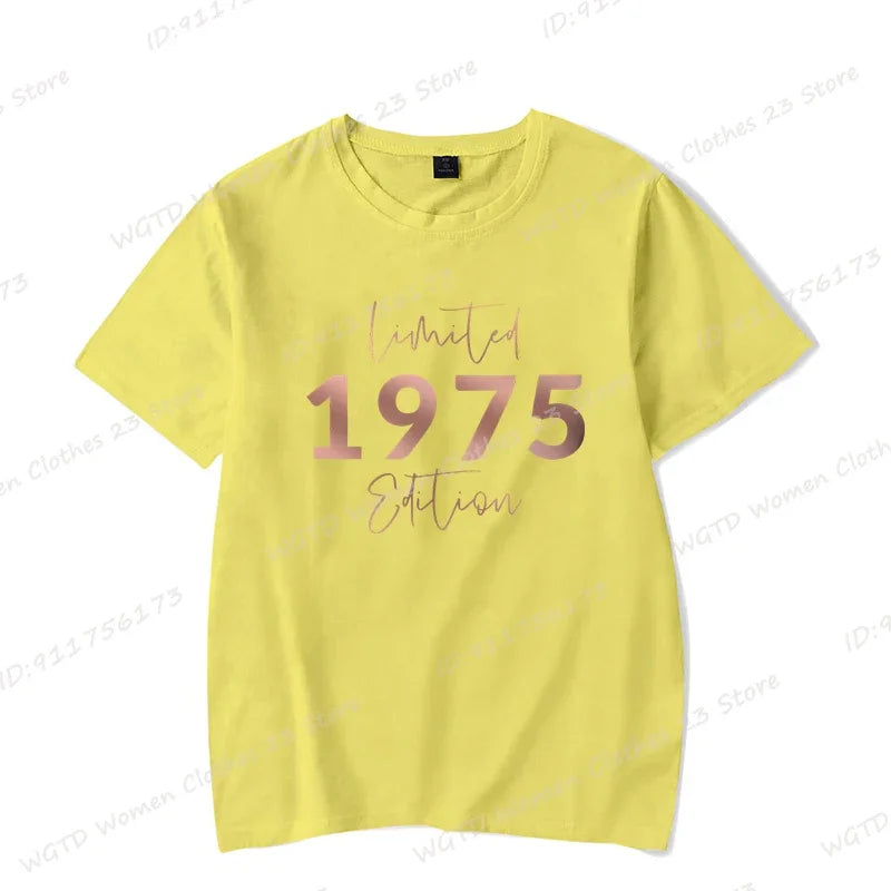 Women's Short Sleeve Crew Neck Tops™ Limited Edition 1975 Vintage Letter Print T-Shirts