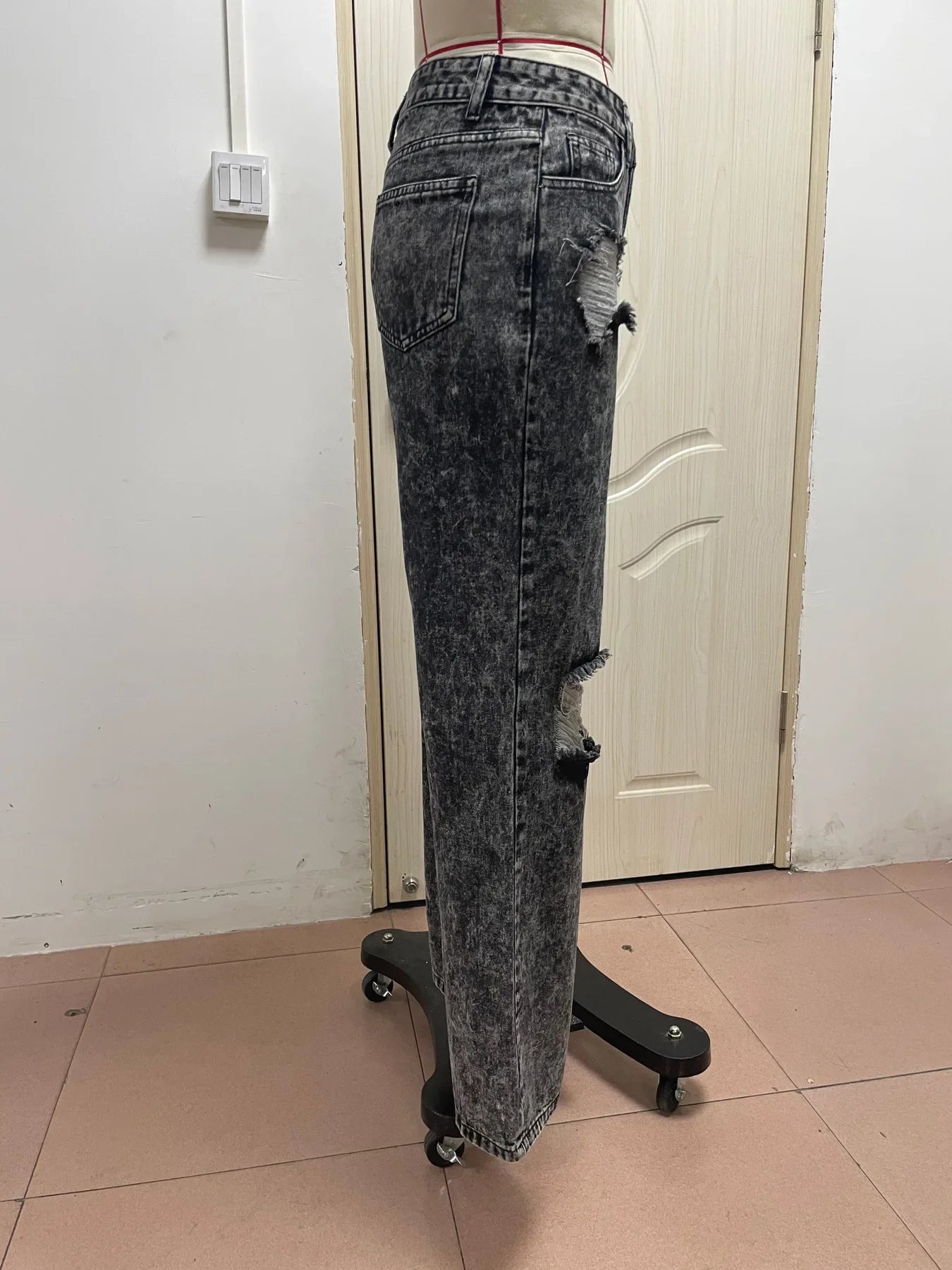 Women's Long Pants™ Hole Punch Casual Denim Trousers