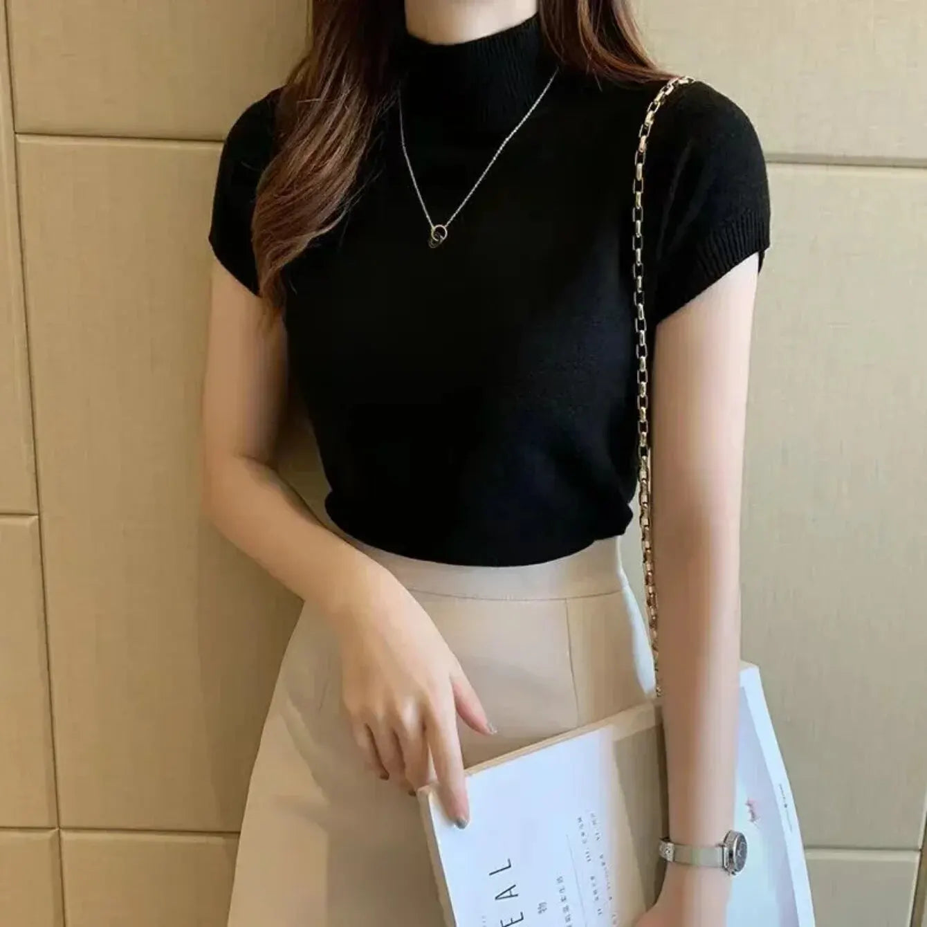 Women's Half-High Neck T-Shirt™ Casual Korean Style Elegant Tops