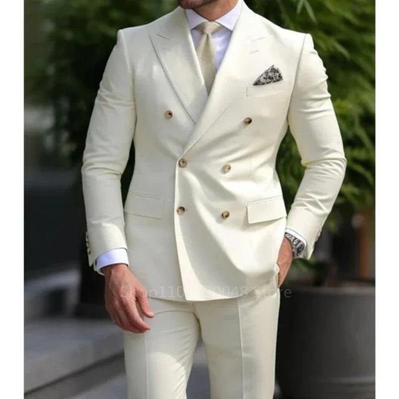 Men Suits Set™ Peak Lapel Double Breasted Blazer andTrousers