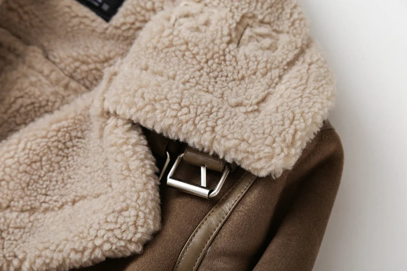 ZACK RAIN Women's Jacket™ Vintage Fur Integrated Lapel Long Sleeves Jackets