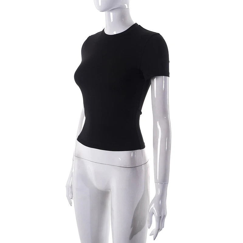 Women's Short Sleeve T-Shirt™ Solid Simple Casual Soft All-Match Basic Crop Tops