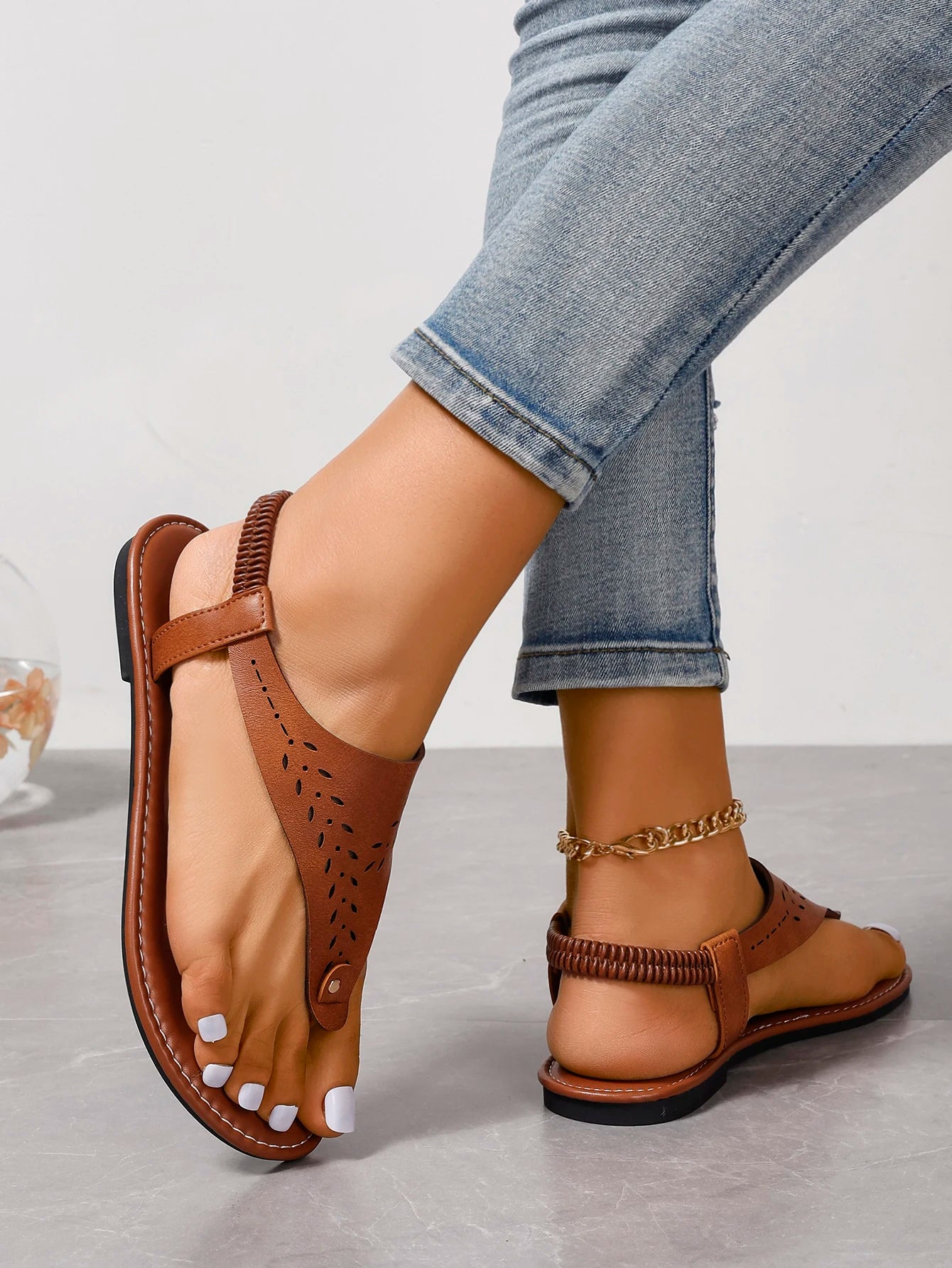 Women's Sandals Open Toe Casual Sandals™ Rivet Elastic Band Flat Heel Soft Bottom Sandals
