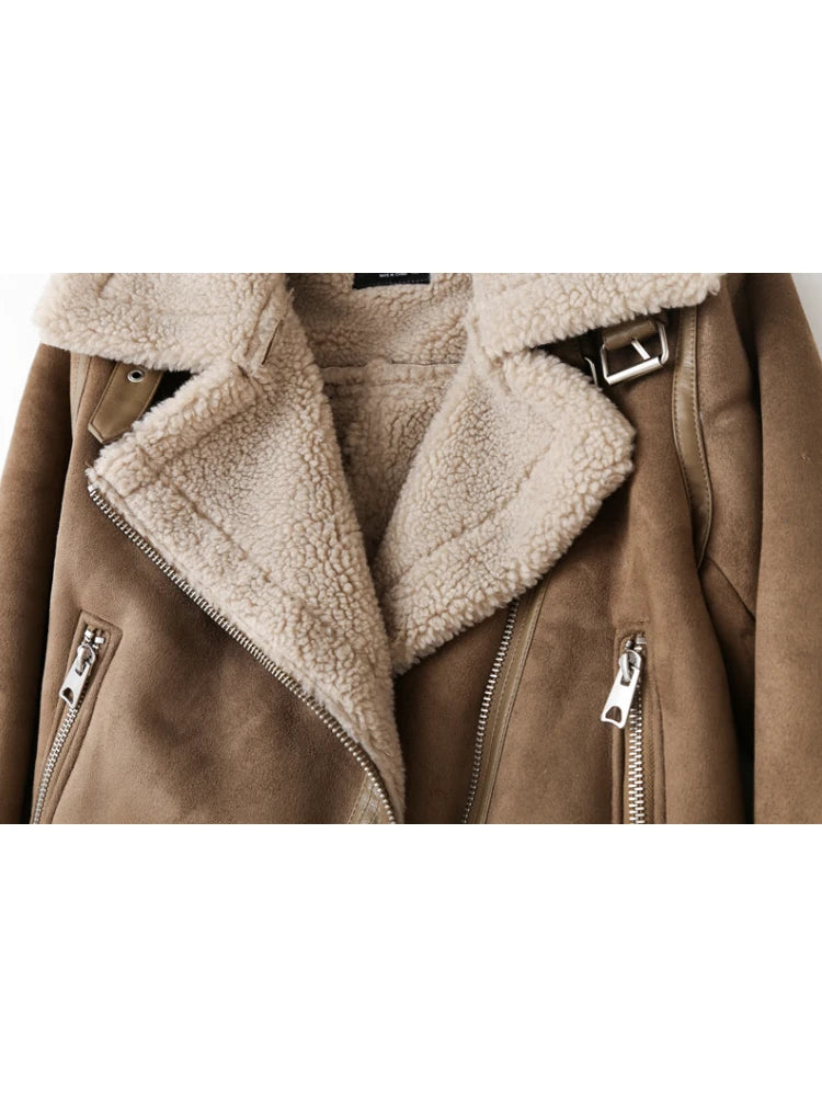 ZACK RAIN Women's Jacket™ Vintage Fur Integrated Lapel Long Sleeves Jackets