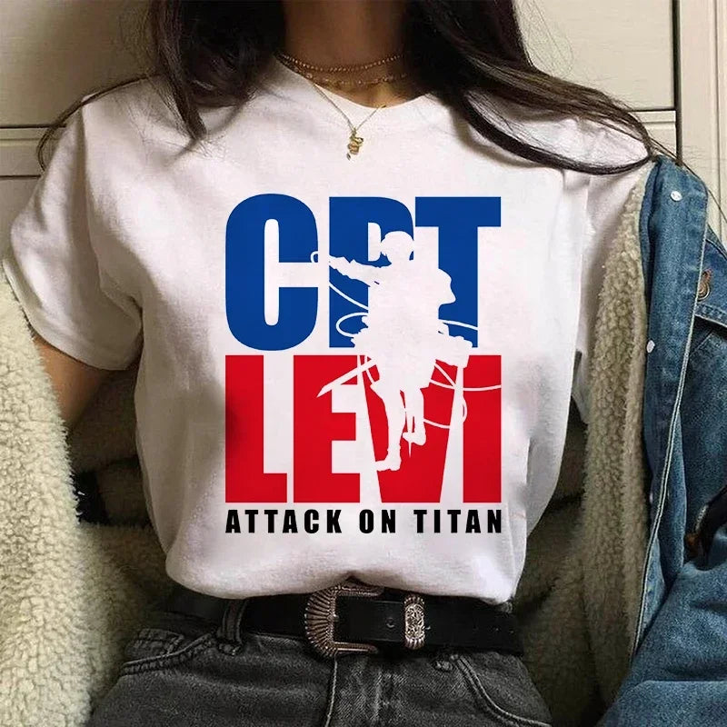 Women's T shirt™ Levi Ackerman Attack On Titan Anime Comics Japanese Graphic Cartoon Streetwear Tops