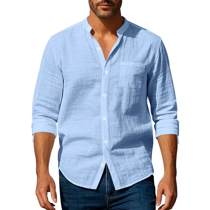 Men's Casual Linen Suit™ Long Sleeve Crew Neck T-shirt +Loose Fit Pants