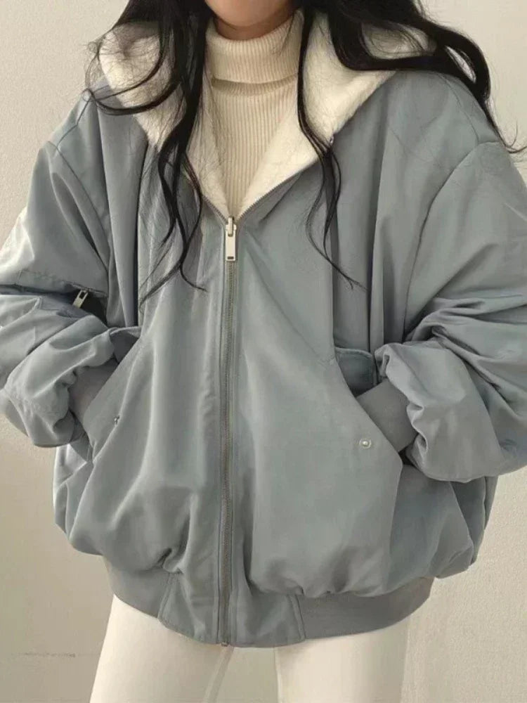 Women's Jackets™ Korean Parkas Oversized Double Sided Hooded Coat