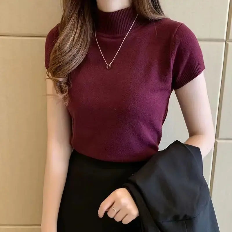 Women's Half-High Neck T-Shirt™ Casual Korean Style Elegant Tops