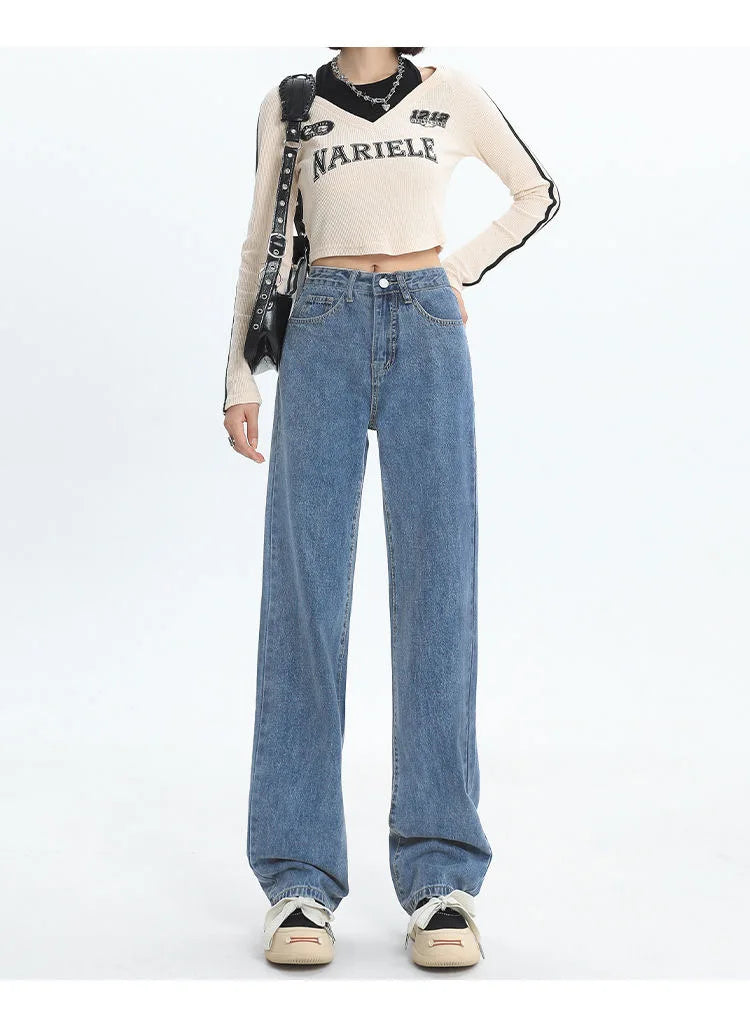 Women's High Waisted Slim Jeans™ Casual Loose Thin Floor Pants Wide Leg Pants