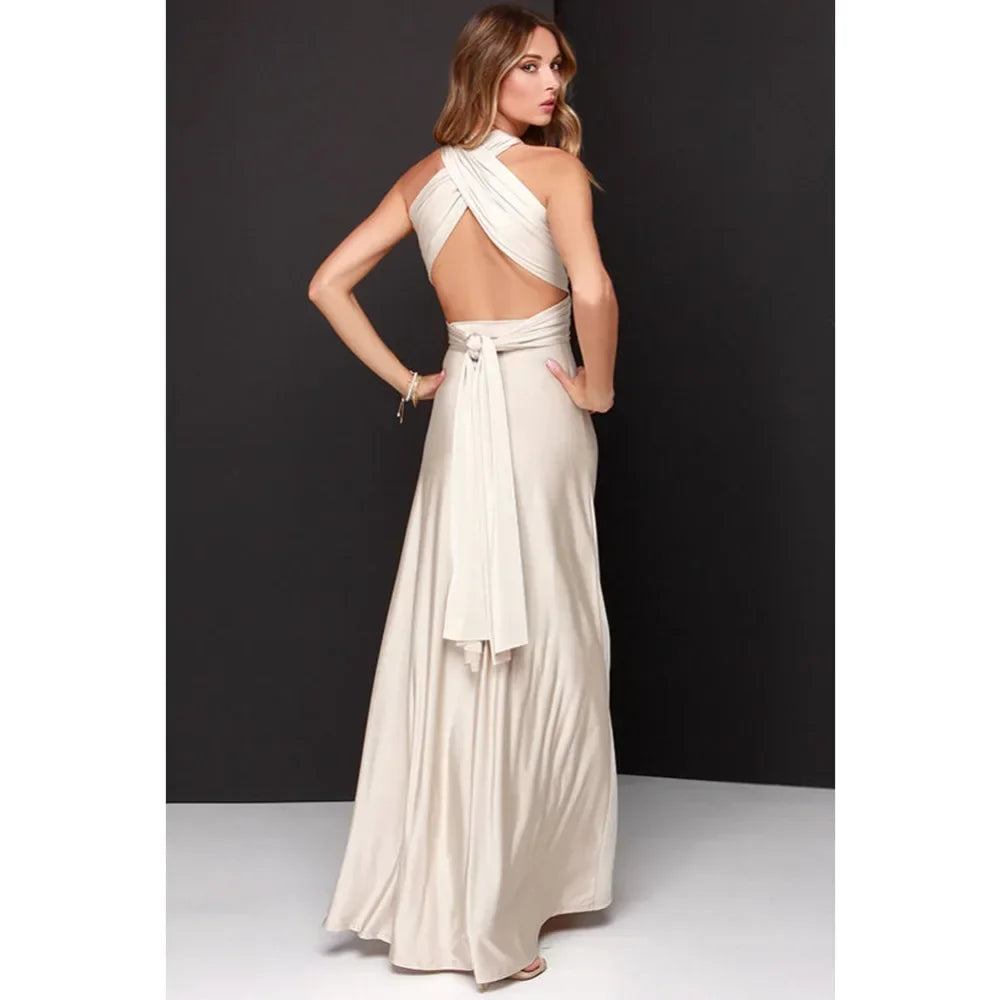 Women's Multi-worn V-neck Long Dress™ Strapped Summer Maxi Dress