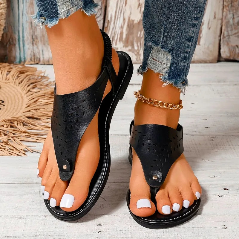 Women's Sandals Open Toe Casual Sandals™ Rivet Elastic Band Flat Heel Soft Bottom Sandals