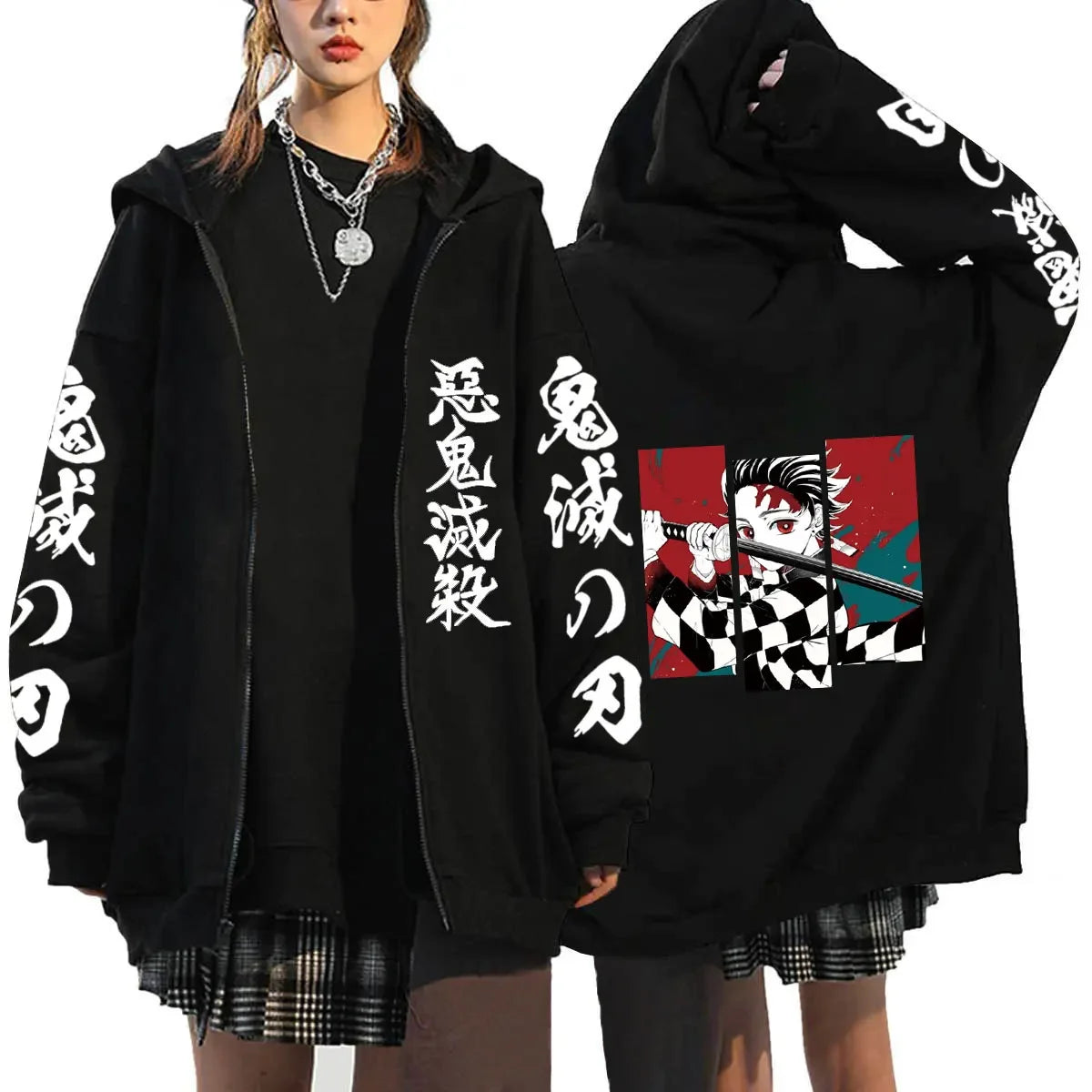 Women's Demon Slayer Zipper Hoodies™ Anime Oversized Full Zip Hoody