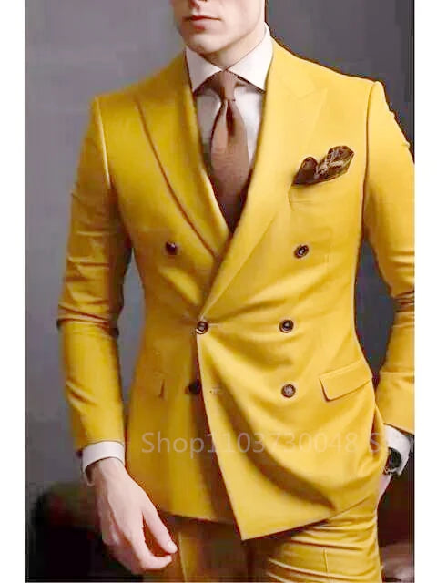 Men Suits Set™ Peak Lapel Double Breasted Blazer andTrousers